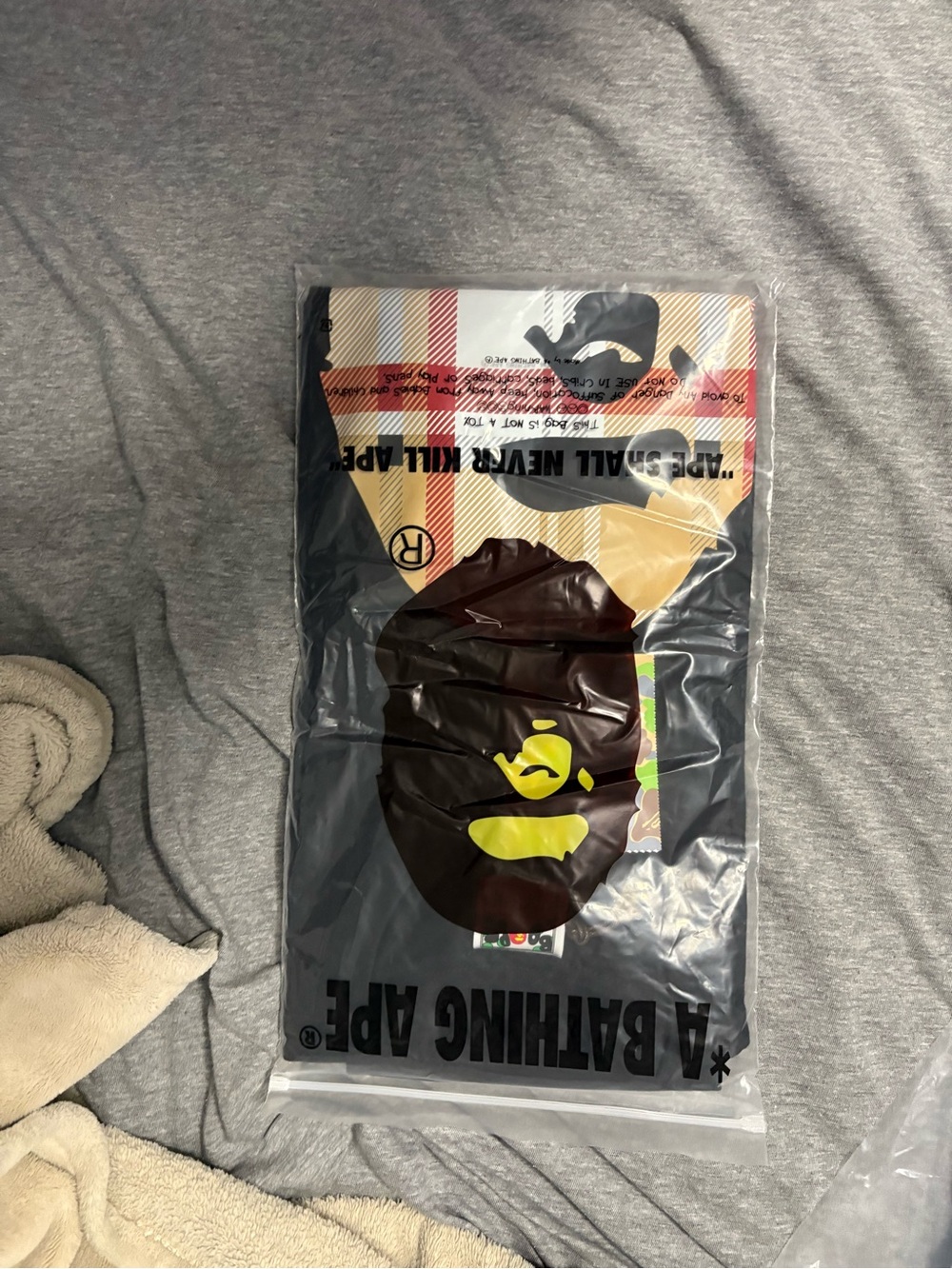 Bape Black Tee with Yellow Ape Head Graphic